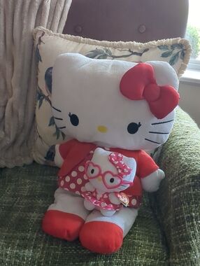 Hello Kitty Duo Plush Doll Set with Red Outfit and Pink-Accented Accessory